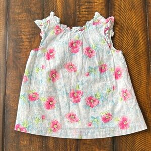 Janie and Jack Floral Top with Pink and Blue Accents